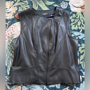 Elie Tahari Exclusively for Nordstrom Black Leather Trim Vest